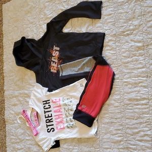 💥Girls Bundle Leggings Hoodie T-Shirt Workout Athletic 3 piece sz 7/8